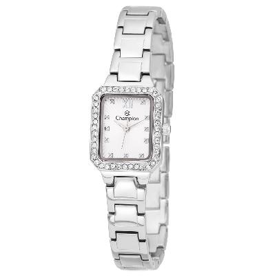 Relógio Feminino Champion Prata Pequeno Luxo CF25465Q + Brincos