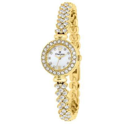 Relógio Feminino Champion Dourado Pequeno Luxo CF25536H + Brincos