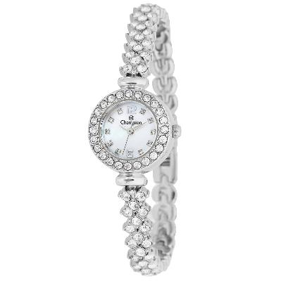 Relógio Feminino Champion Prata Pequeno Luxo CF25536Q + Brincos