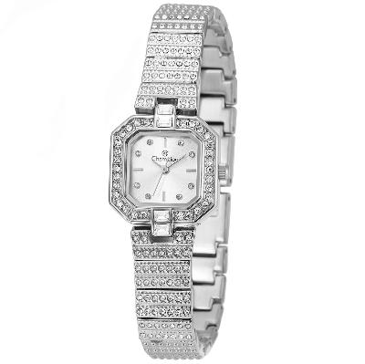 Relógio Feminino Champion Prata Pequeno Luxo CF25769Q + Brincos