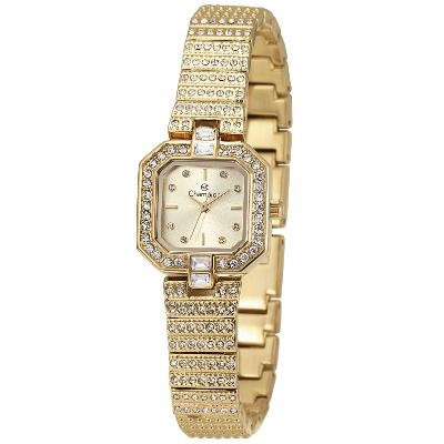Relógio Feminino Champion Dourado Pequeno Luxo CF25769X + Brincos