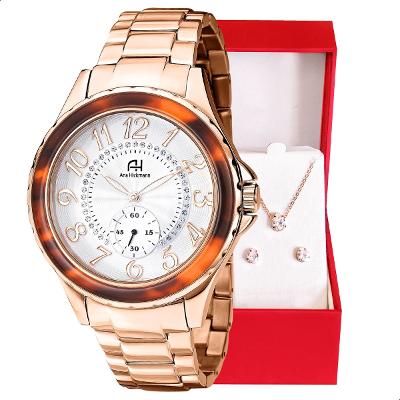 Relógio Champion Ana Hickmann Analógico Prova D'Água Aço Rosé AH28679Z Colar e Brincos