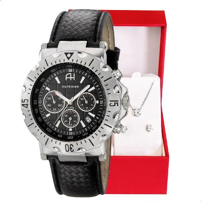 Relógio Feminino Champion Ana Hickmann Cronógrafo Couro AH30004T Colar e Brincos