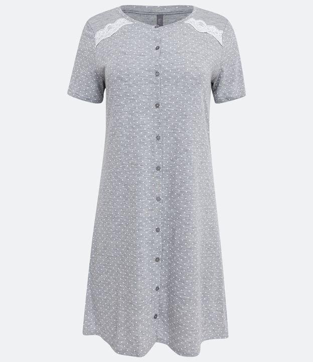 Camisola Curta em Viscolycra com Estampa Poá e Detalhe em Renda - 2