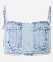Top em Jeans com Bolsos de Lapela e Alças Finas - 2