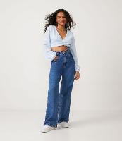 Blusa Cropped Texturizada com Manga Longa e Franzido no Busto - 1