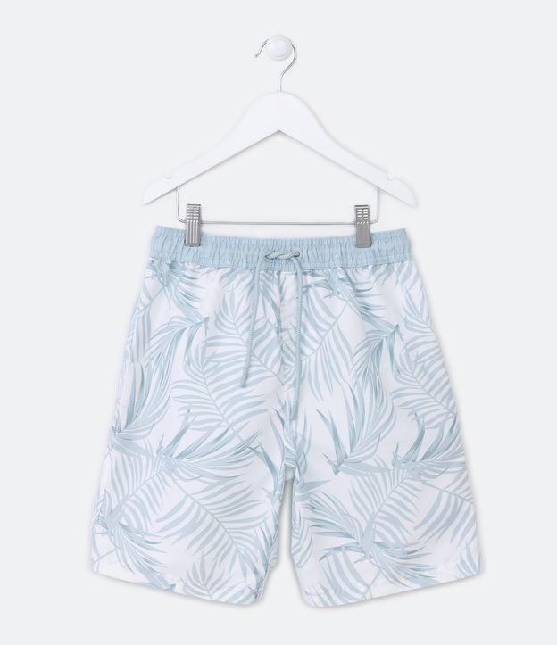 Bermuda de Banho Infantil com Estampa de Folhagens - Tam 5 a 14 anos - 1