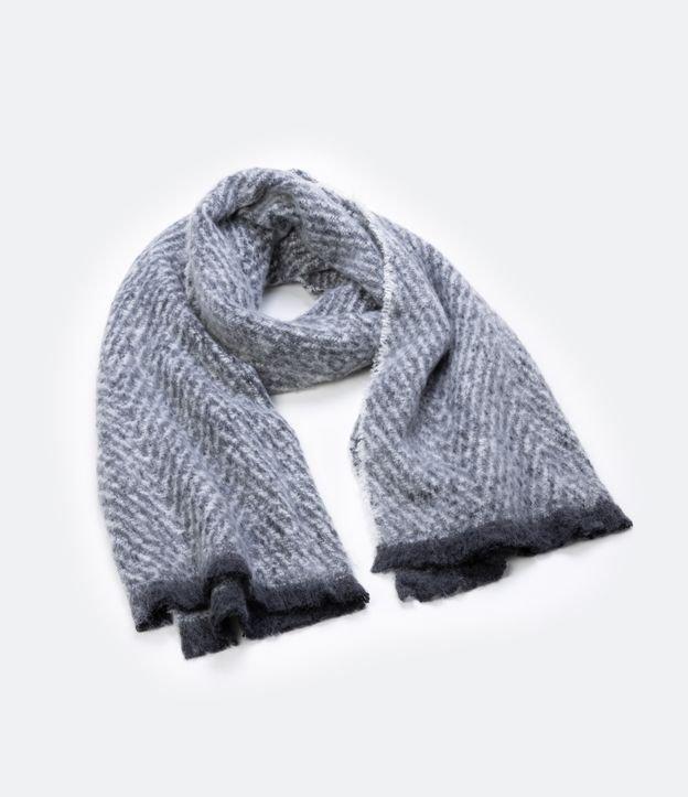 Cachecol Cobertor em Tricô Texturizado com Franjas - 1