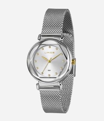 Relógio Feminino Lince Analógico com Caixa de Metal e Pulseira de Aço 