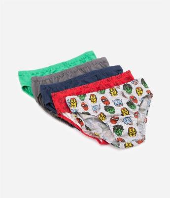 Kit 05 Cuecas Slip com Estampa dos Vingadores - Tam 2 a 10 Anos