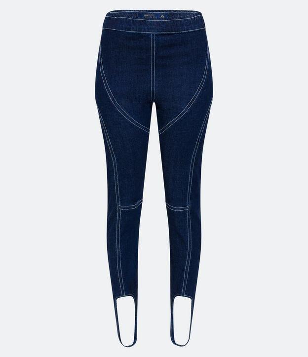 Calça Legging Cintura Alta Jeans com Pespontos Contrastantes e Super Elastizada - 2