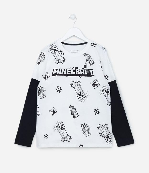 Camiseta Manga Longa Infantil com Estampa do Minecraft - Tam 6 a 14 anos - 1