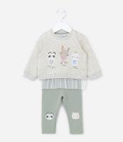 Conjunto Longo Infantil com Estampa de Fadinhas e Tule - Tam 0 a 18 meses - 1