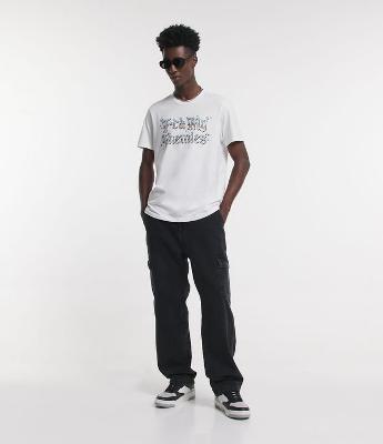 Calça Baggy Jeans com Bolsos Cargo Laterais