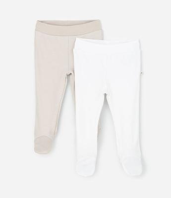 Kit 02 Calças Infantis com Pézinho em Suedine – Tam RN a 12 Meses