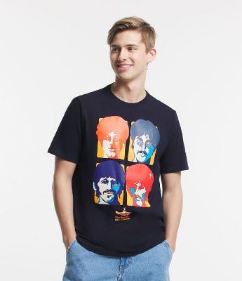 Camiseta Comfort em Algodão com Estampa Beatles Faces