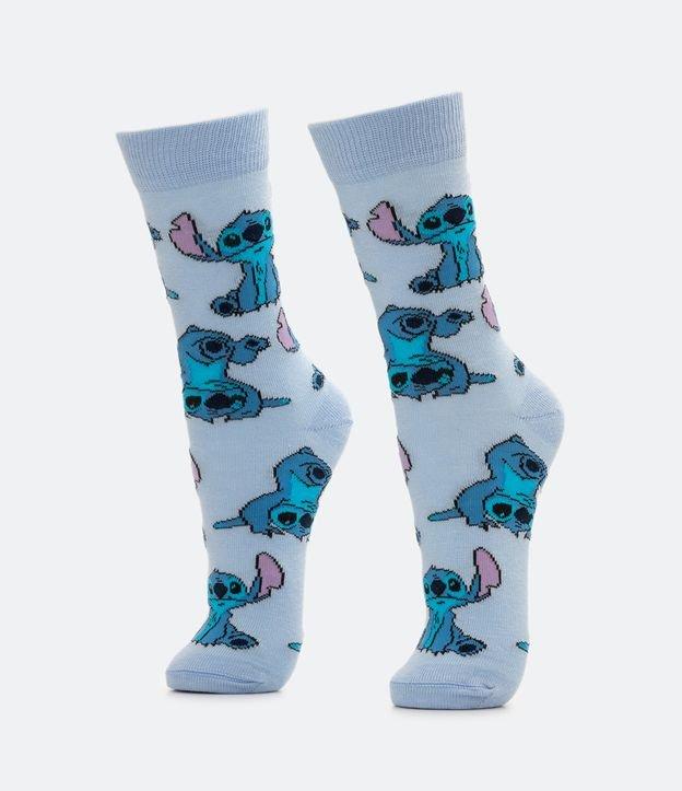 Meia Cano Alto em Algodãoa com Estampa Stitch - 1