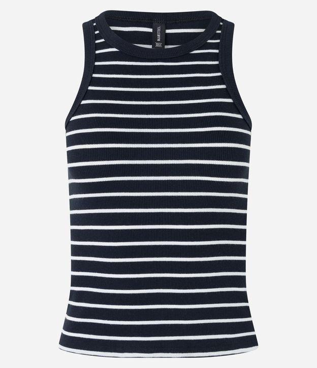 Blusa Regata Básica em Ribana Listrada - 2