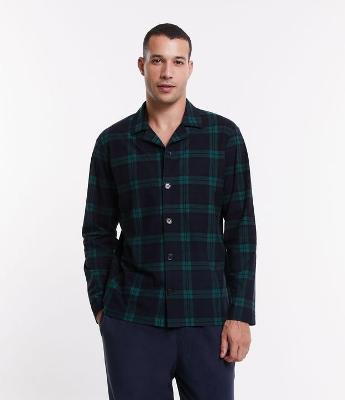 Pijama Camisa em Fleece com Abotoamento Frontal e Estampa Xadrez