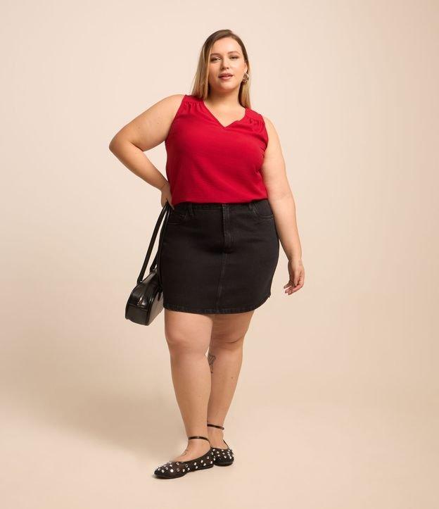 Blusa sem Manga com Decote V e Texturas Curve & Plus Size - 2