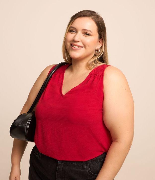 Blusa sem Manga com Decote V e Texturas Curve & Plus Size - 3