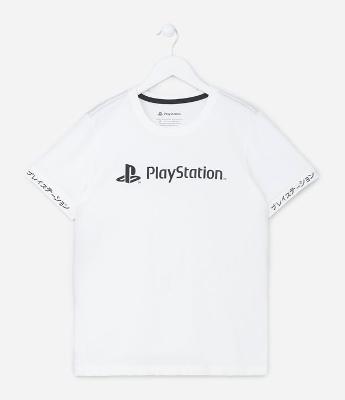 Camiseta Infantil com Estampa Localizada Playstation - Tam 7 a 14 anos