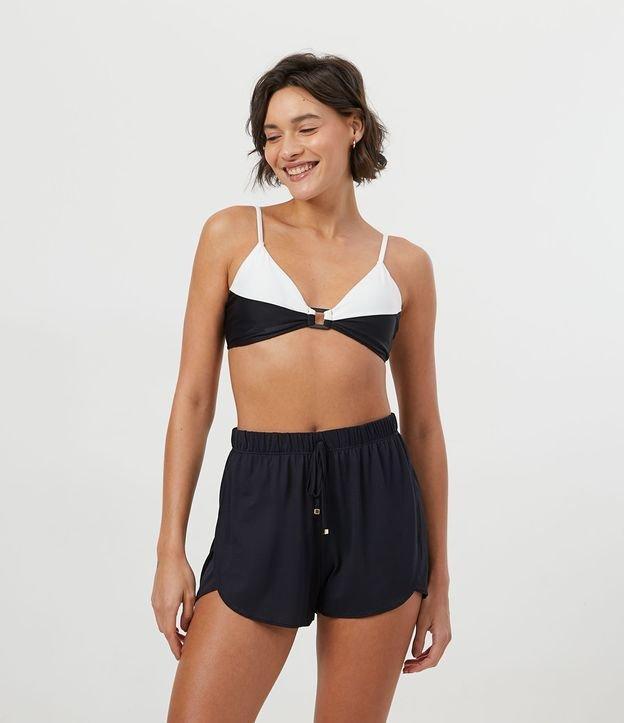 Saída de Praia Short Básico em Crepe com Cós Elástico - 1