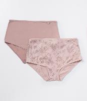 Kit 02 Calcinhas Altas em Microfibra Lisa e Estampada de Rosas DelRio - 1