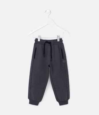 Calça Infantil com Recortes no Joelho e Bolso Embutidos de Zíper - Tam 1 a 5 Anos