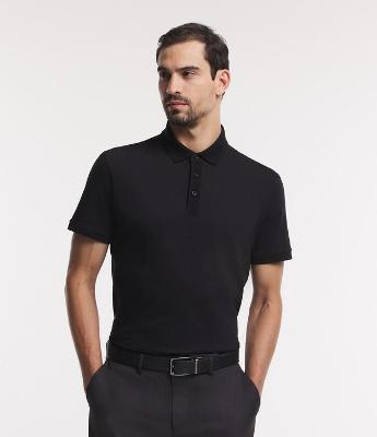 Polo Regular em Algodão Peruano com Detalhes Texturizados