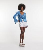 Short Baggy em Sarja com Pregas e Barra Dobrada - 1