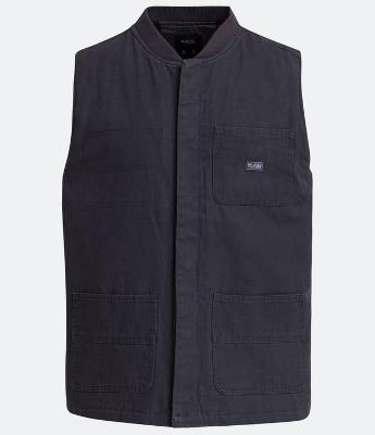 Colete em Sarja com Gola V e Bolsos Táticos