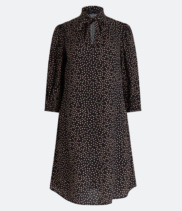 Vestido Curto em Viscose com Estampa Poá e Gola Laço - 2