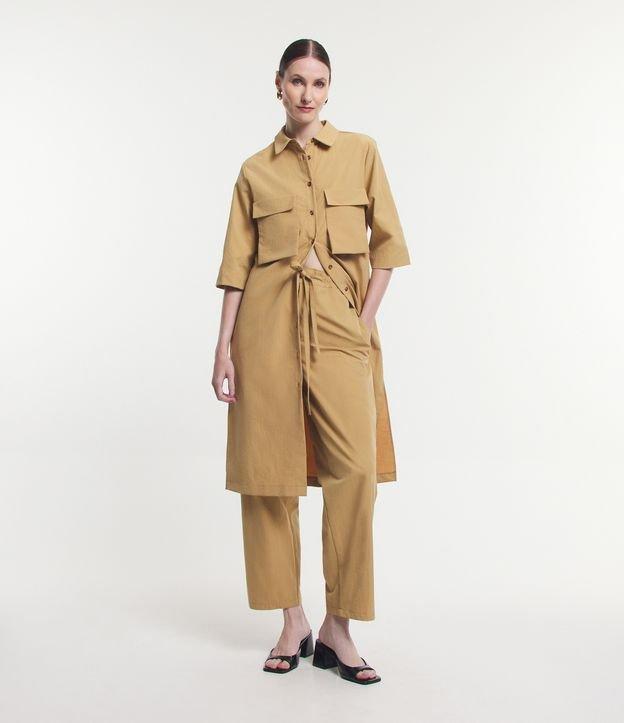 Calça Reta em Alfaiataria com Cós Clochard e Lacinho - 1