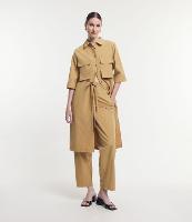 Calça Reta em Alfaiataria com Cós Clochard e Lacinho - 1