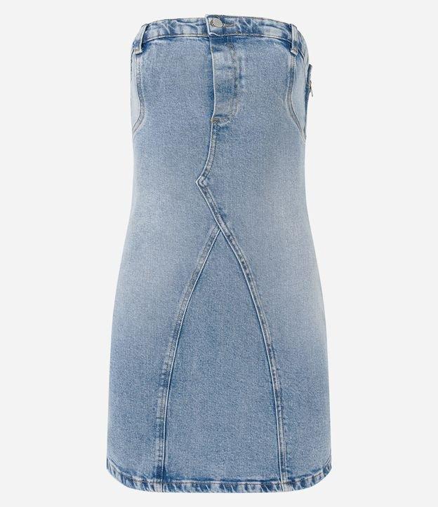 Vestido Curto Jeans Tomara que Caia com Recortes e Zíper Lateral - 2