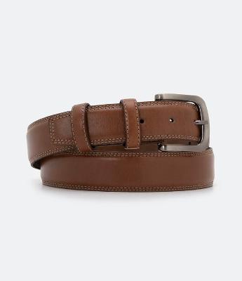 Cinto em Couro com Textura e Passante Duplo