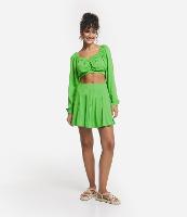 Saia Curta Evasê em Viscose com Babado - 1