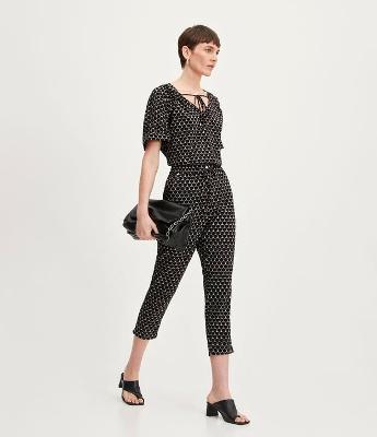 Calça Fluída em Crepe com Estampado Gravataria