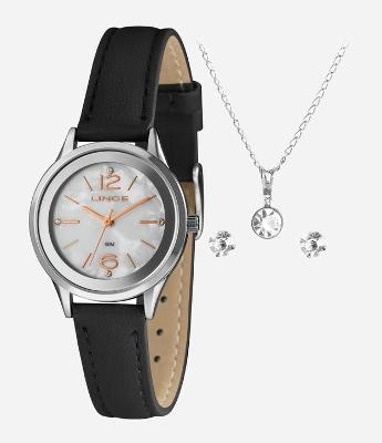 Kit Relógio Lince Feminino Analógico com Caixa em Metal e Pulseira em Couro 
