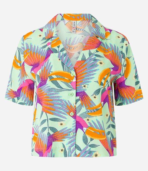 Camisa em Viscose com Estampa de Folhagem - 3