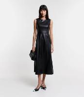 Vestido Midi em Material Sintético com Zíper nas Costas - 1