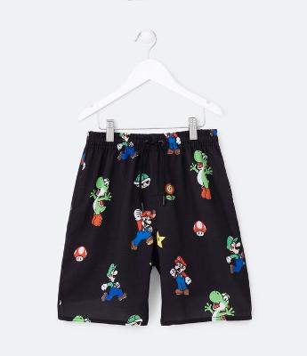 Bermuda Infantil com Bolsinho e Estampa Mário Luigi e Yoshi - Tam 4 a 12 Anos