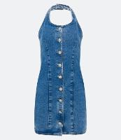 Vestido Curto Frente Única em Jeans com Recortes Verticais - 2
