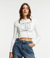 Blusa Cropped em Ribana com Capuz e Lettering College Manhattan - 1