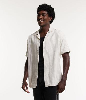Camisa Relaxed em Algodão com Estampa Listrada