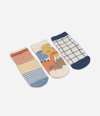 Kit 03 Meias Infantis em Algodão com Estampa Diferenciada - 0 a 12 meses
