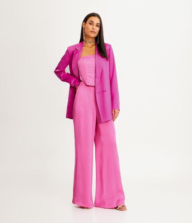 Calça Pantalona com Textura Acetinada - 1