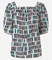 Blusa Manga Bufante em Crepe com Estampa Geométrica Irregular - 2