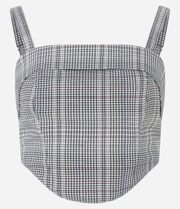 Blusa de Alça Cropped com Estampa Xadrez e Zíper nas Costas - 2